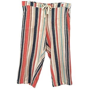 Da-sh Women’s Striped Multicolor Linen Blend Cropped Pants  Sz M‎